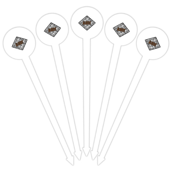 Diamond Plate White Plastic 6" Food Pick - Round - Fan View