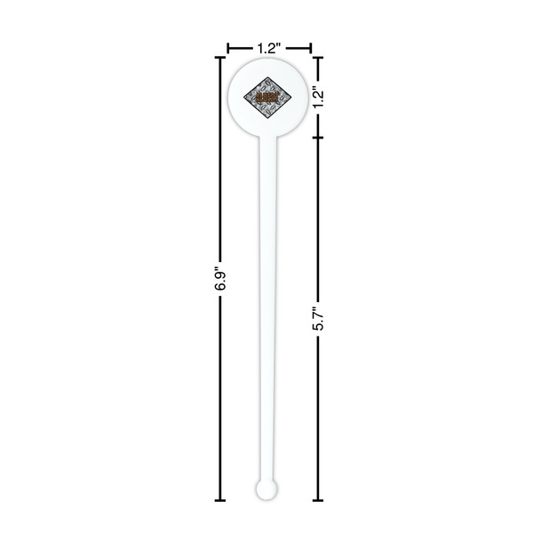 Diamond Plate White Plastic 7" Stir Stick - Round - Dimensions