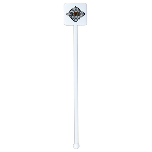 Diamond Plate White Plastic Stir Stick - Double Sided - Square - Single Stick
