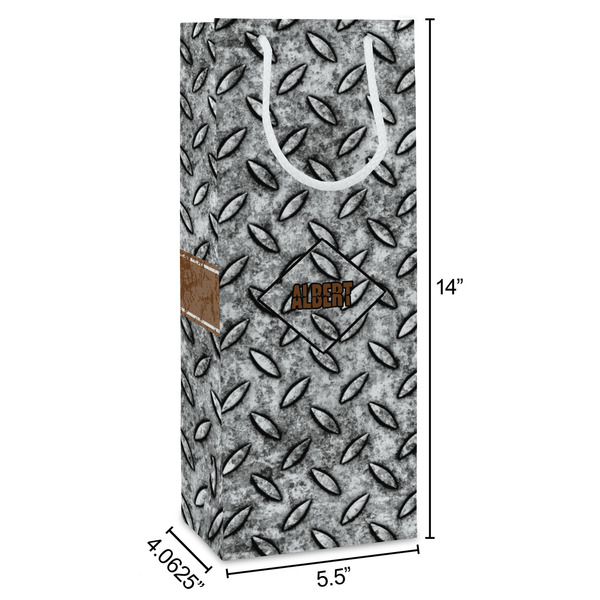 Diamond Plate Wine Gift Bag - Dimensions