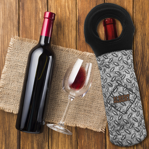 Diamond Plate Wine Tote Bag - FLATLAY