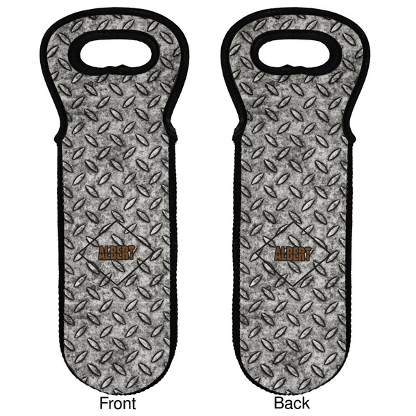 Diamond Plate Wine Tote Front & Back