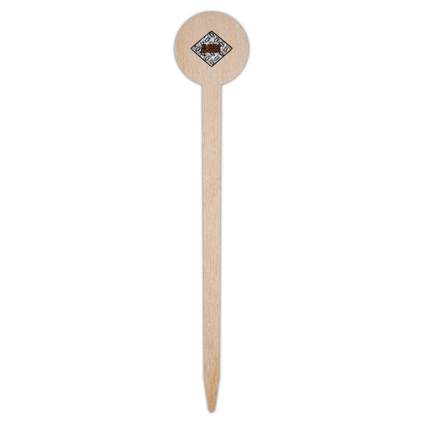 Diamond Plate Wooden 6" Food Pick - Round - Single Pick