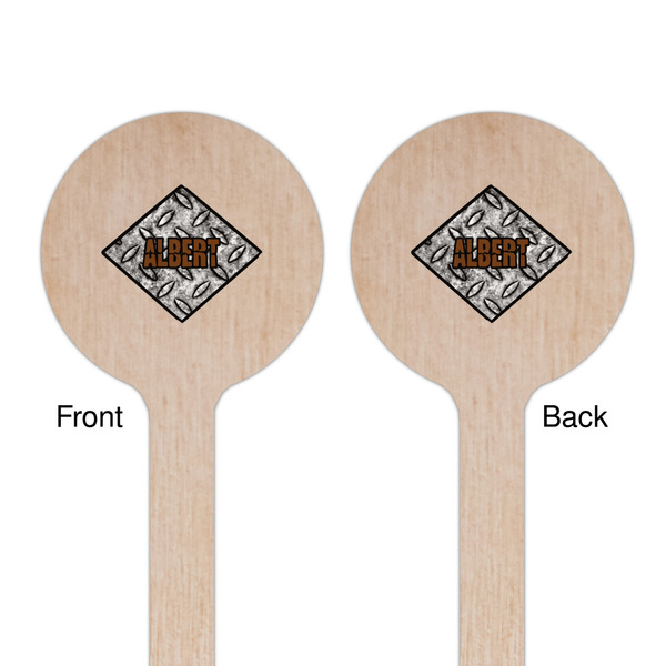 Diamond Plate Wooden 7.5" Stir Stick - Round - Double Sided - Front & Back