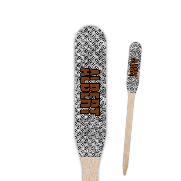 Custom Diamond Plate Paddle Wooden Food Picks - Single Sided (Personalized)