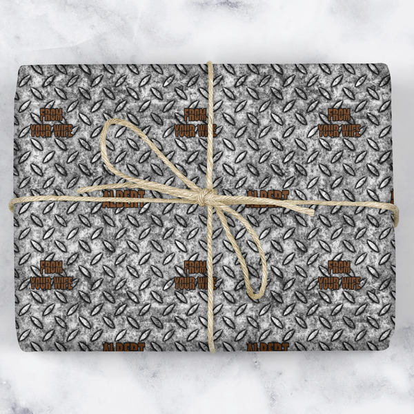 Diamond Plate Wrapping Paper Roll - Matte - Wrapped Box