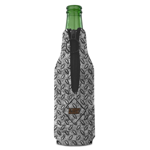 Diamond Plate Zipper Bottle Cooler - BACK (bottle)