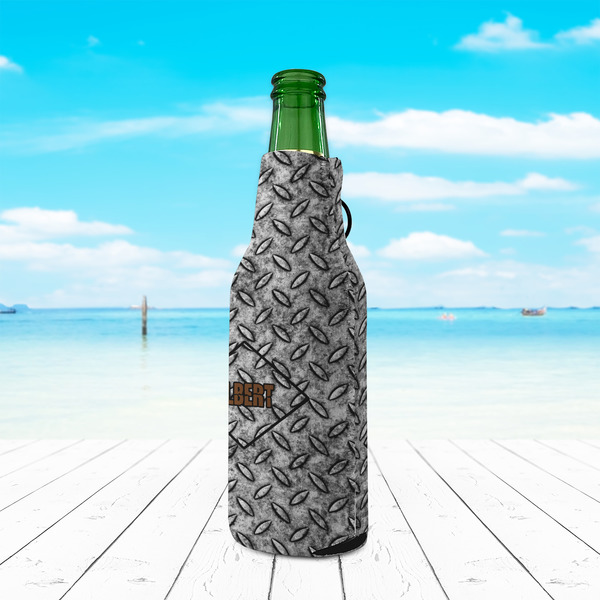 Diamond Plate Zipper Bottle Cooler - LIFESTYLE
