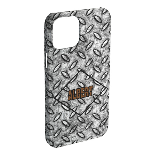Custom Diamond Plate iPhone Case - Plastic - iPhone 15 Plus (Personalized)