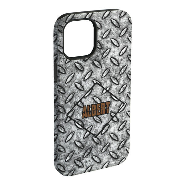 Custom Diamond Plate iPhone Case - Rubber Lined - iPhone 15 Plus (Personalized)