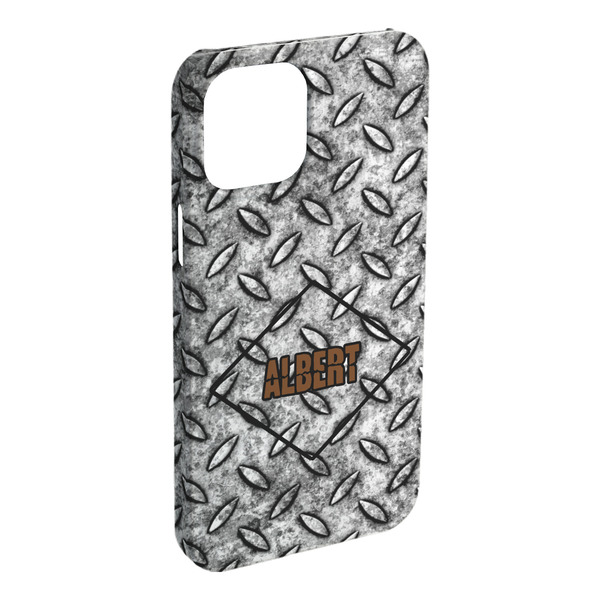 Custom Diamond Plate iPhone Case - Plastic - iPhone 15 Pro Max (Personalized)