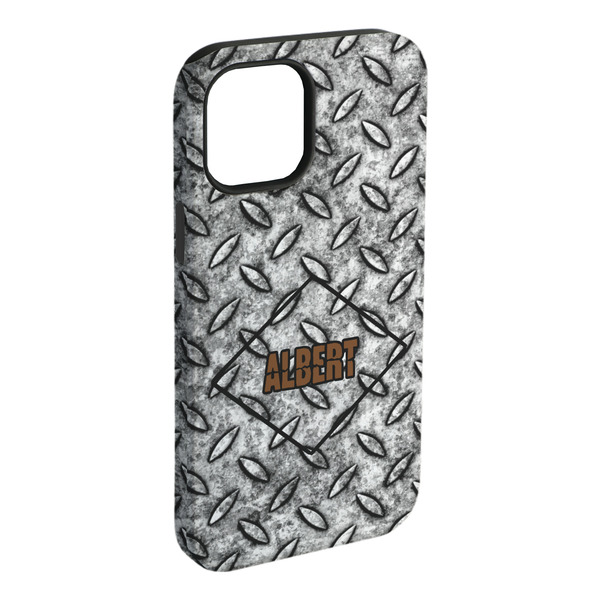 Custom Diamond Plate iPhone Case - Rubber Lined - iPhone 15 Pro Max (Personalized)