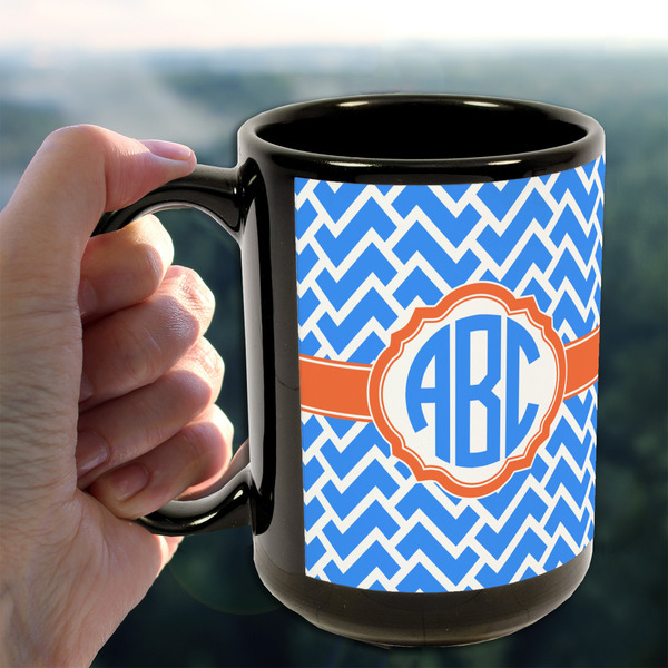 Zigzag 15oz. Black Mug - LIFESTYLE