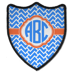 Zigzag Iron On Shield Patch B w/ Monogram