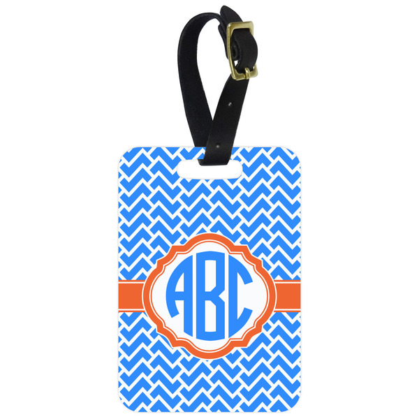 Custom Zigzag Metal Luggage Tag w/ Monogram