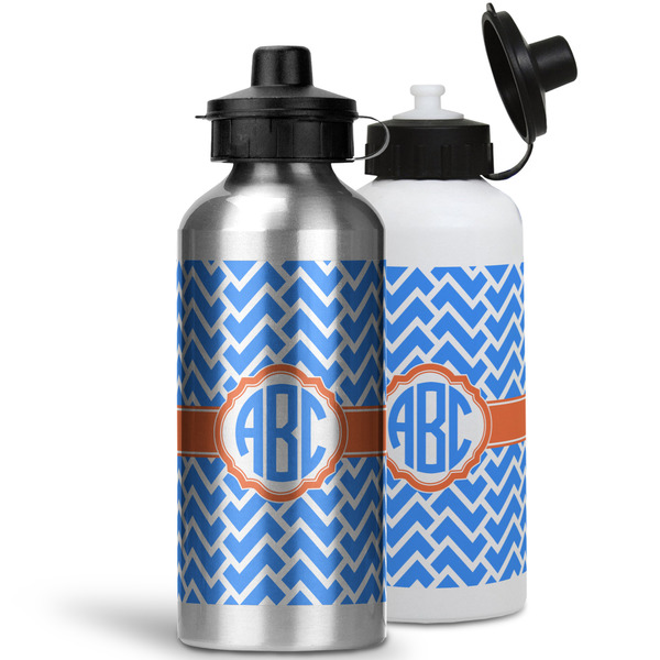 Zigzag Aluminum Water Bottles - MAIN (white &silver)