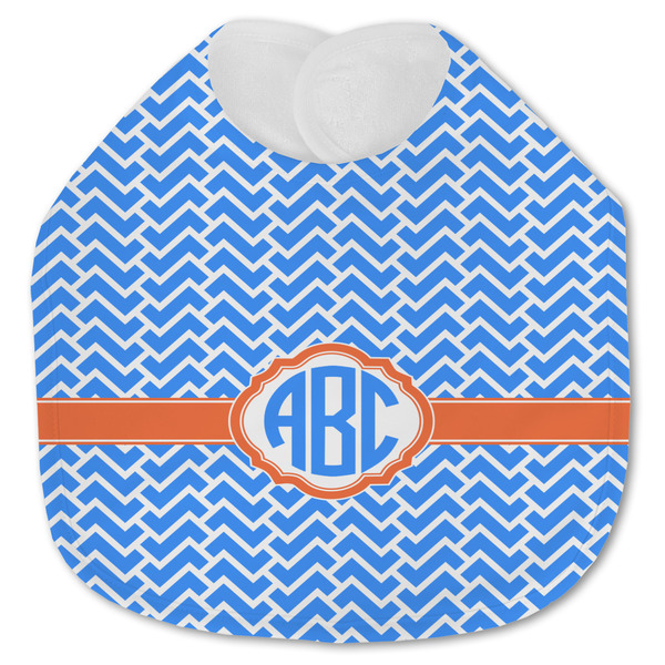 Custom Zigzag Jersey Knit Baby Bib w/ Monogram
