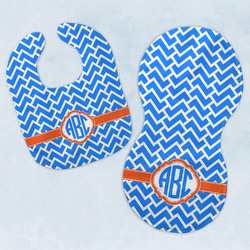 Zigzag Baby Bib & Burp Set w/ Monogram