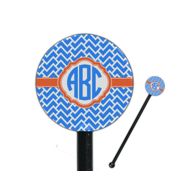 Custom Zigzag 5.5" Round Plastic Stir Sticks - Black - Single Sided (Personalized)