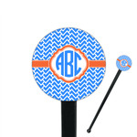 Zigzag 7" Round Plastic Stir Sticks - Black - Single Sided (Personalized)