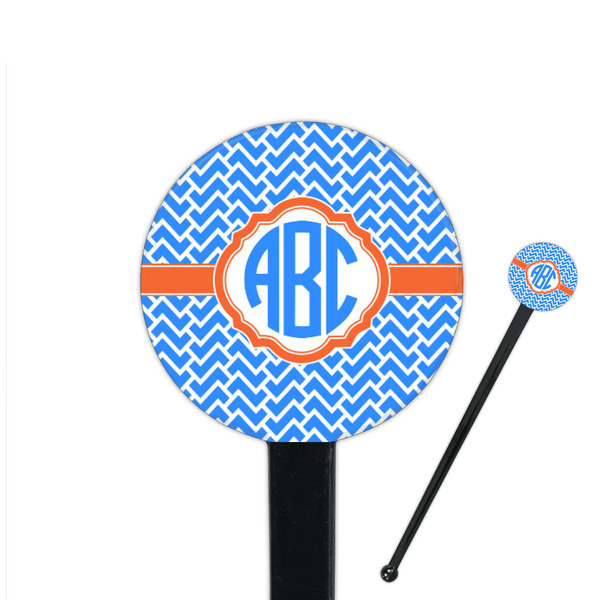 Custom Zigzag 7" Round Plastic Stir Sticks - Black - Single Sided (Personalized)