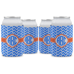 Zigzag Can Cooler (12 oz) - Set of 4 w/ Monogram