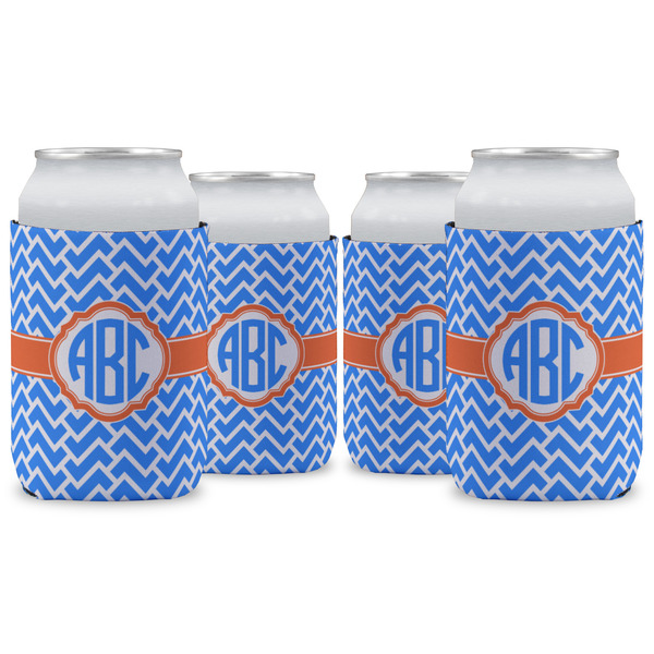 Custom Zigzag Can Cooler (12 oz) - Set of 4 w/ Monogram