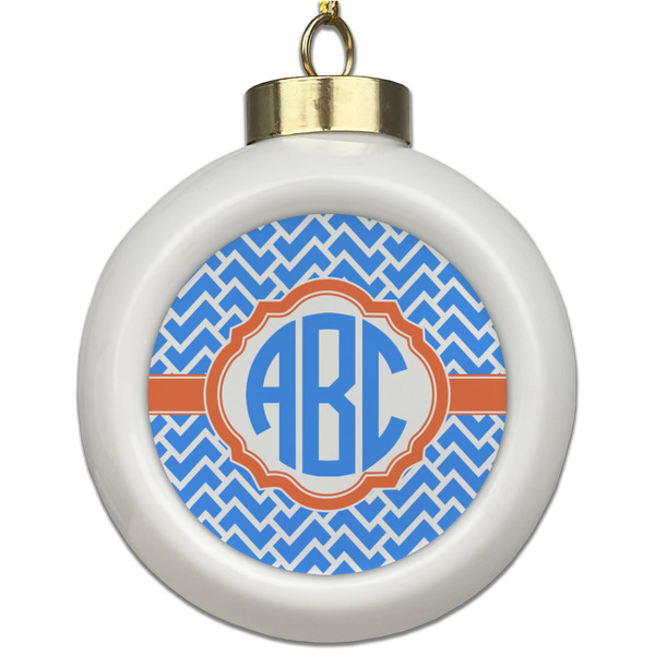 Custom Zigzag Ceramic Ball Ornament (Personalized)