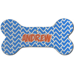 Zigzag Ceramic Dog Ornament - Front w/ Monogram