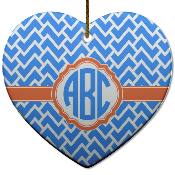 Zigzag Ceramic Flat Ornament - Heart (Front)