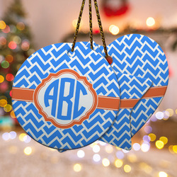 Zigzag Ceramic Ornament w/ Monogram