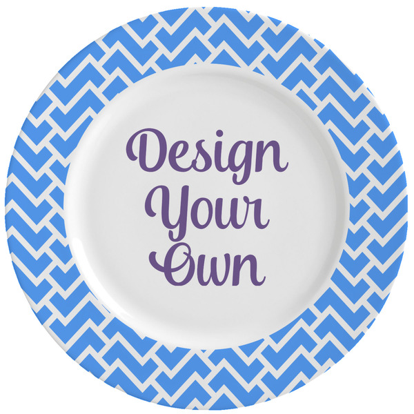 Custom Zigzag Ceramic Dinner Plates (Set of 4) (Personalized)