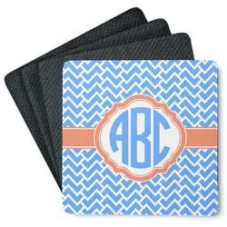 Zigzag Square Rubber Backed Coasters - Set of 4 (Personalized)