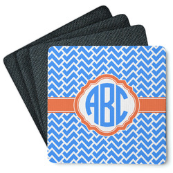 Zigzag Square Rubber Backed Coasters - Set of 4 (Personalized)
