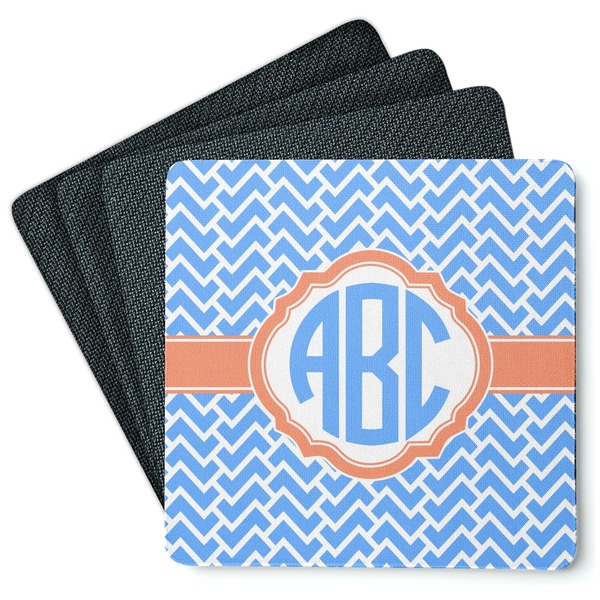 Custom Zigzag Square Rubber Backed Coasters - Set of 4 (Personalized)