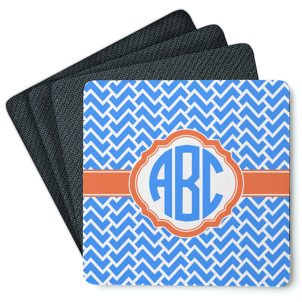 Custom Zigzag Square Rubber Backed Coasters - Set of 4 (Personalized)