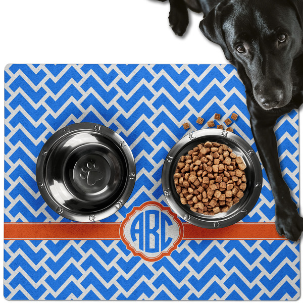 Custom Zigzag Dog Food Mat - Large w/ Monogram