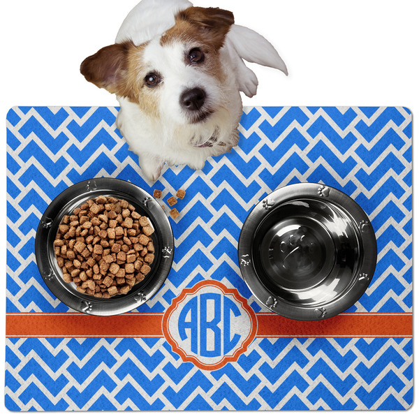 Custom Zigzag Dog Food Mat - Medium w/ Monogram