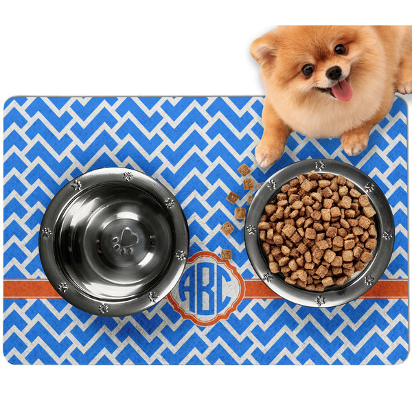 Custom Zigzag Dog Food Mat - Small w/ Monogram