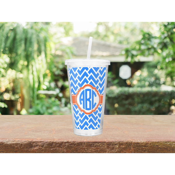 Zigzag Double Wall Tumbler with Straw Lifestyle