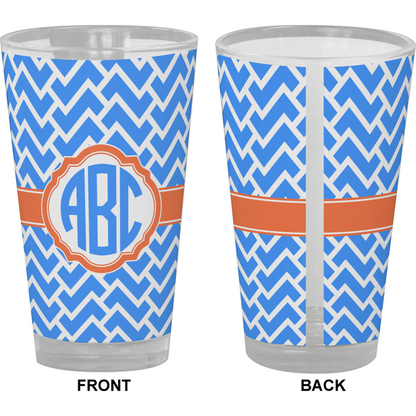 Zigzag Pint Glass - Full Color - Front & Back Views