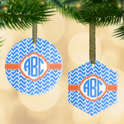 Zigzag Flat Glass Ornament w/ Monogram