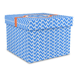 Zigzag Gift Box with Lid - Canvas Wrapped - Large (Personalized)