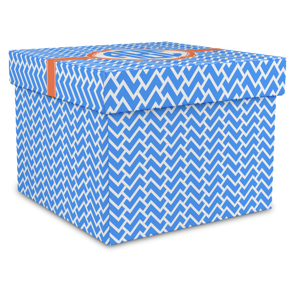Custom Zigzag Gift Box with Lid - Canvas Wrapped - X-Large (Personalized)