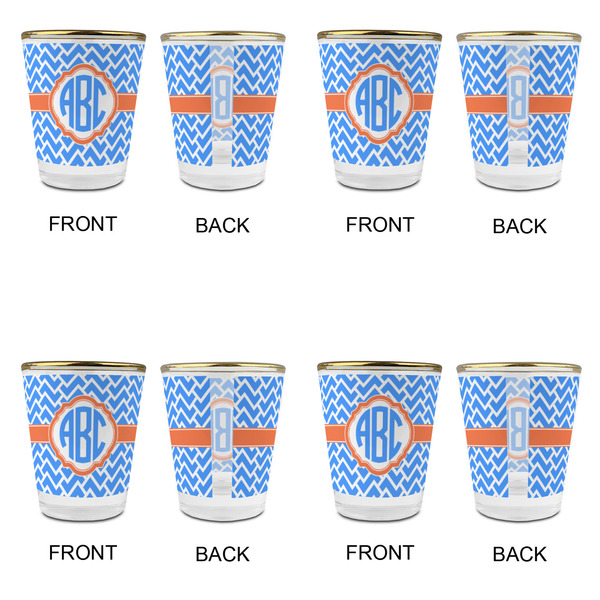 Zigzag Glass Shot Glass - with gold rim - Set of 4 - APPROVAL