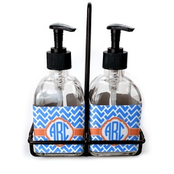 Zigzag Glass Soap & Lotion Bottle Set (Personalized)