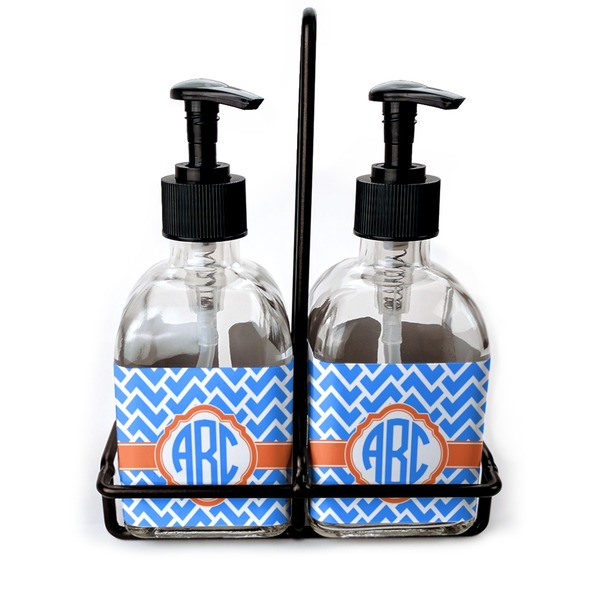 Custom Zigzag Glass Soap & Lotion Bottle Set (Personalized)