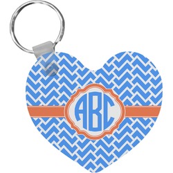 Zigzag Heart Plastic Keychain w/ Monogram