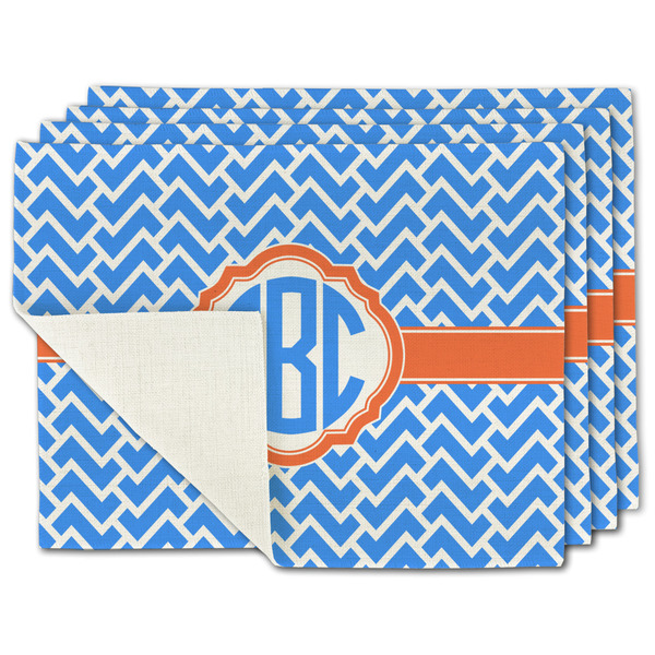 Custom Zigzag Single-Sided Linen Placemat - Set of 4 w/ Monogram
