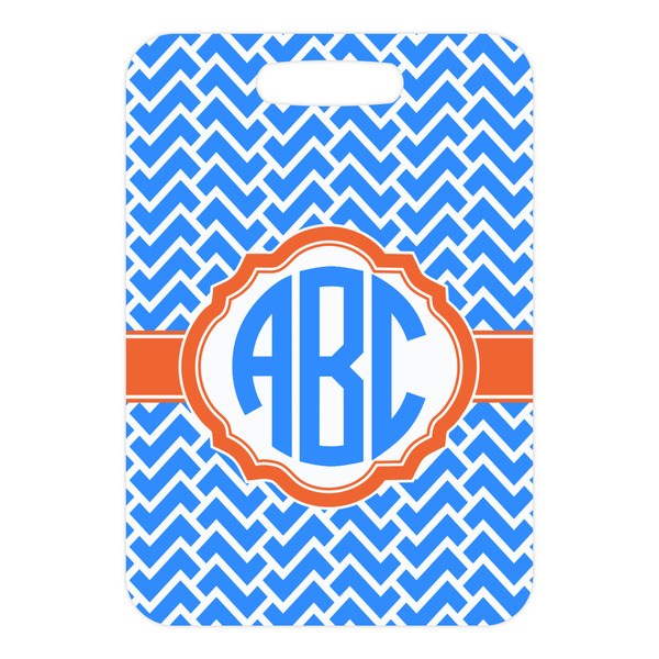 Zigzag Metal Luggage Tag - Front Without Strap